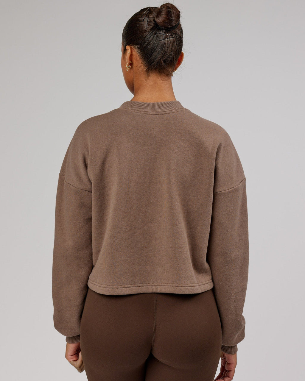 Model wearing Touchdown Sweater - Deep Taupe