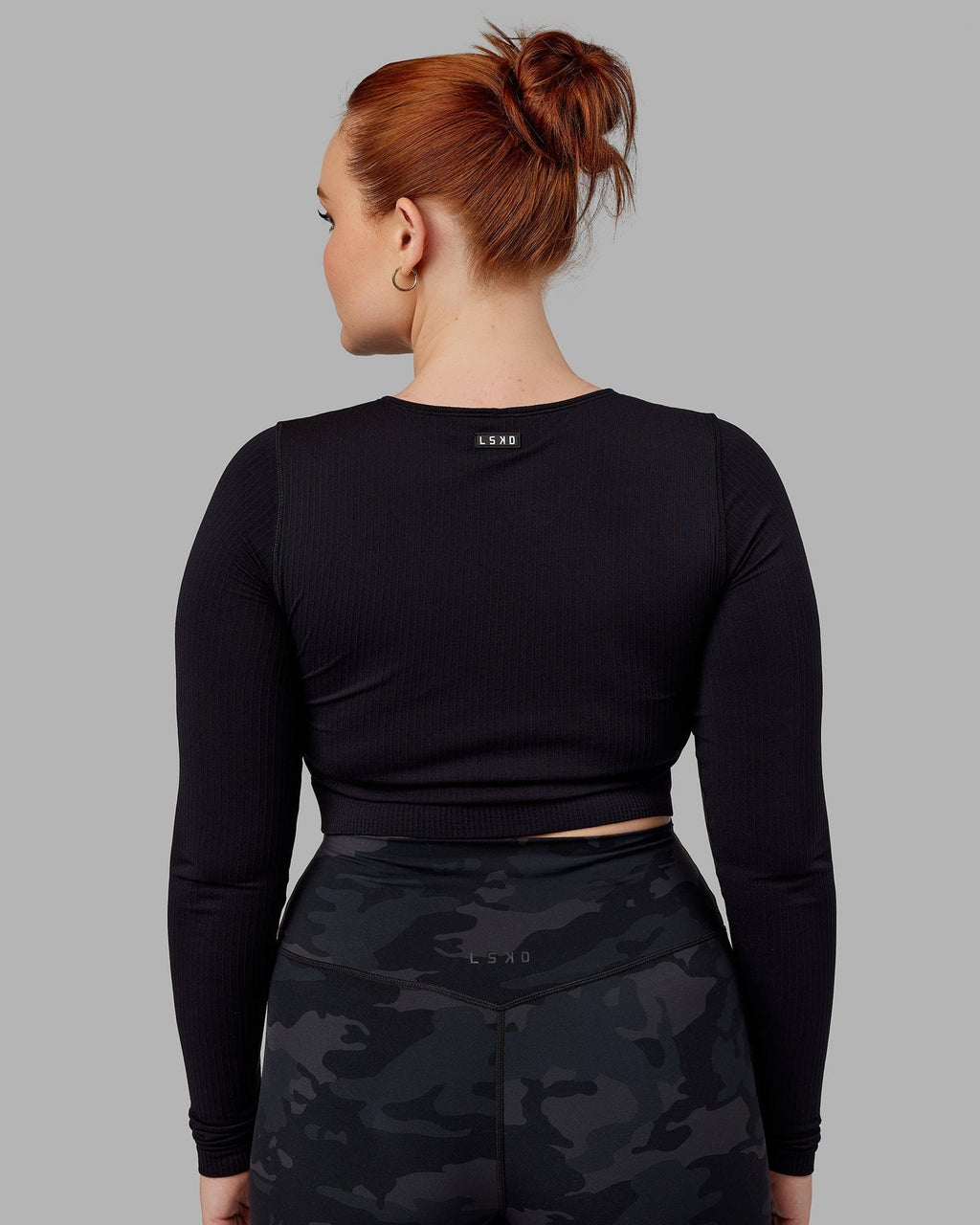 Model wearing Ultra Soft Seamless LS Top - Black