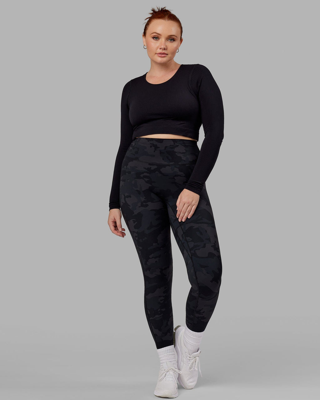 Model wearing Ultra Soft Seamless LS Top - Black