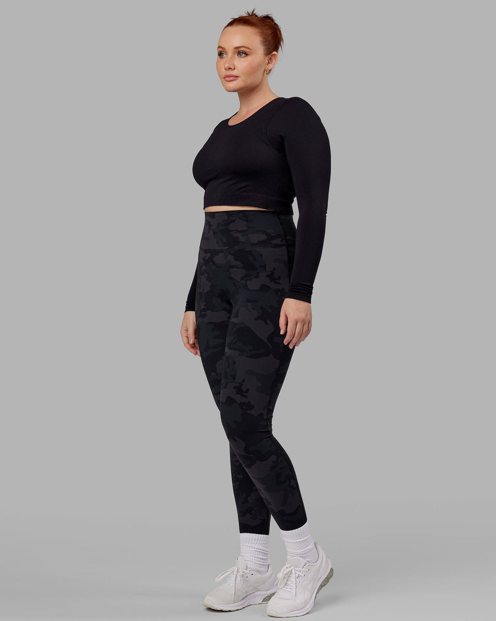 Model wearing Ultra Soft Seamless LS Top - Black