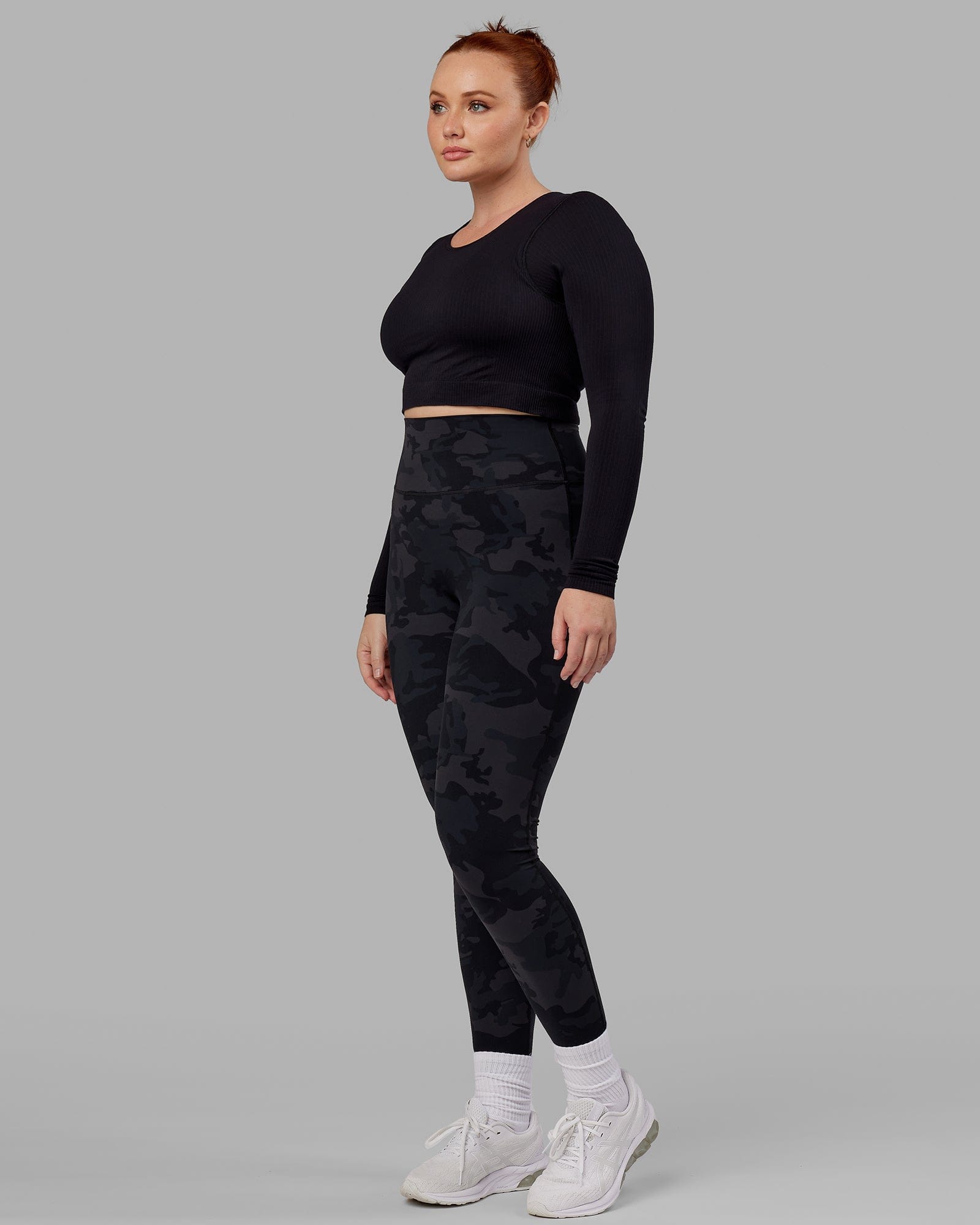 Model wearing Ultra Soft Seamless LS Top - Black