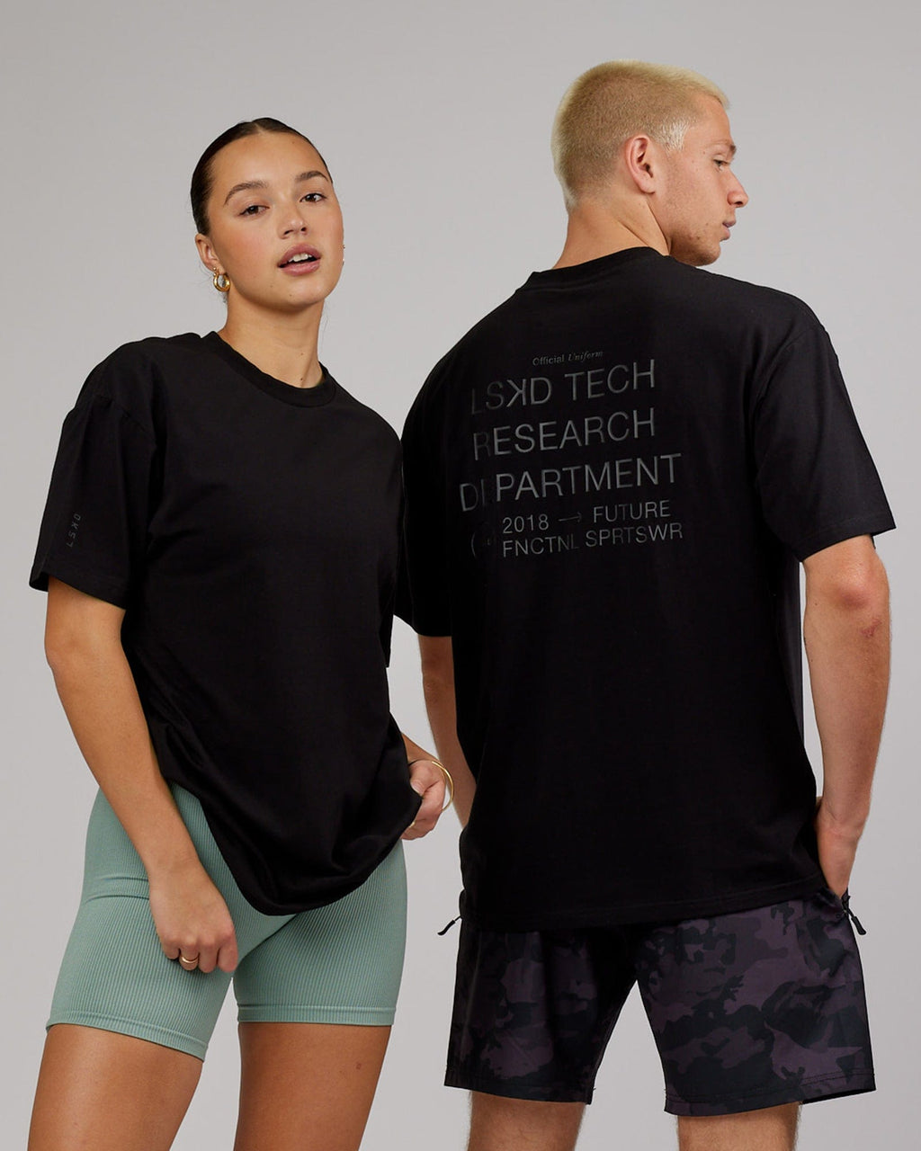 Model wearing Unisex LTRD FLXCotton Tee Oversize - Black-Black