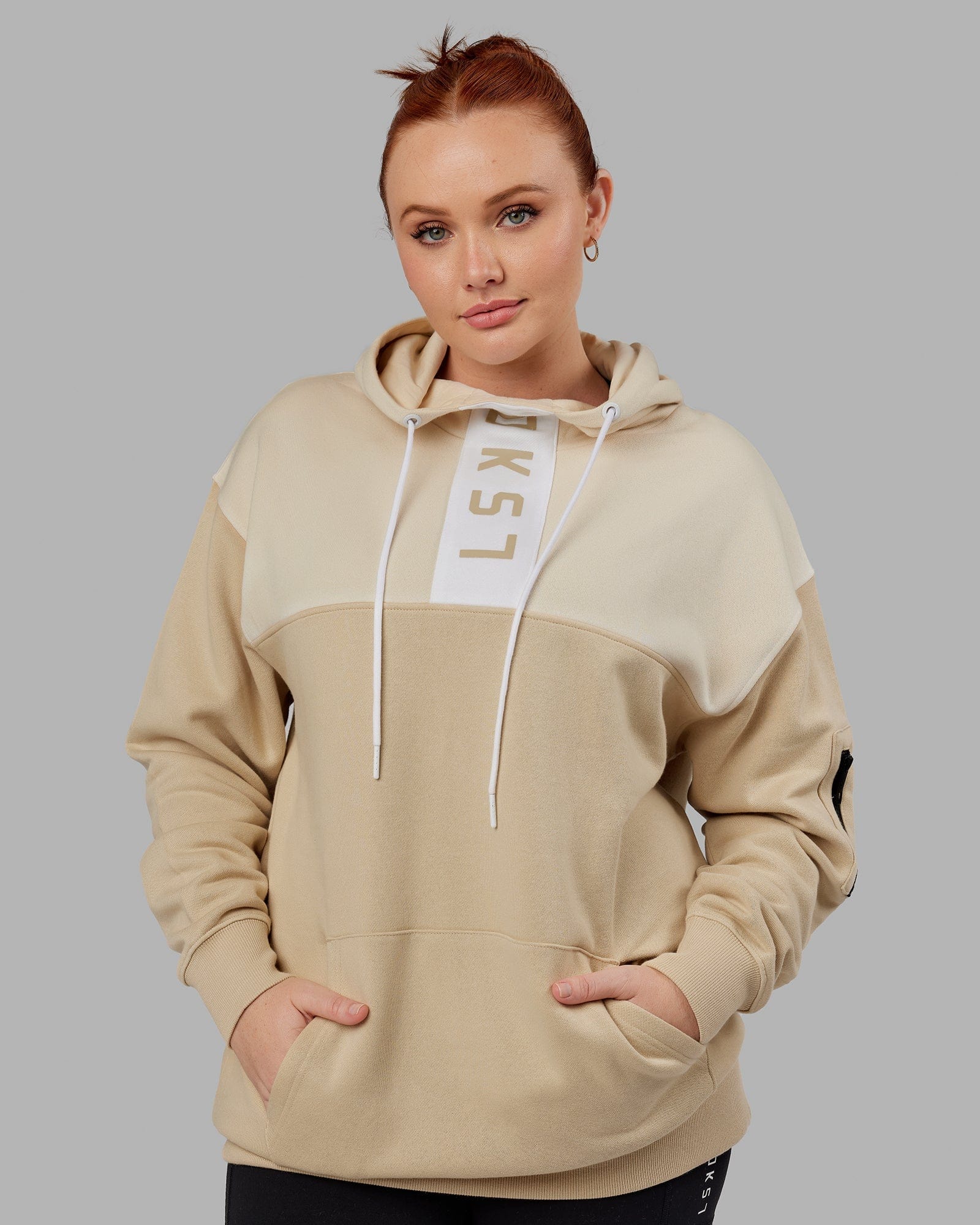 Model wearing Unisex Contrary Hoodie Oversize - Pale Khaki