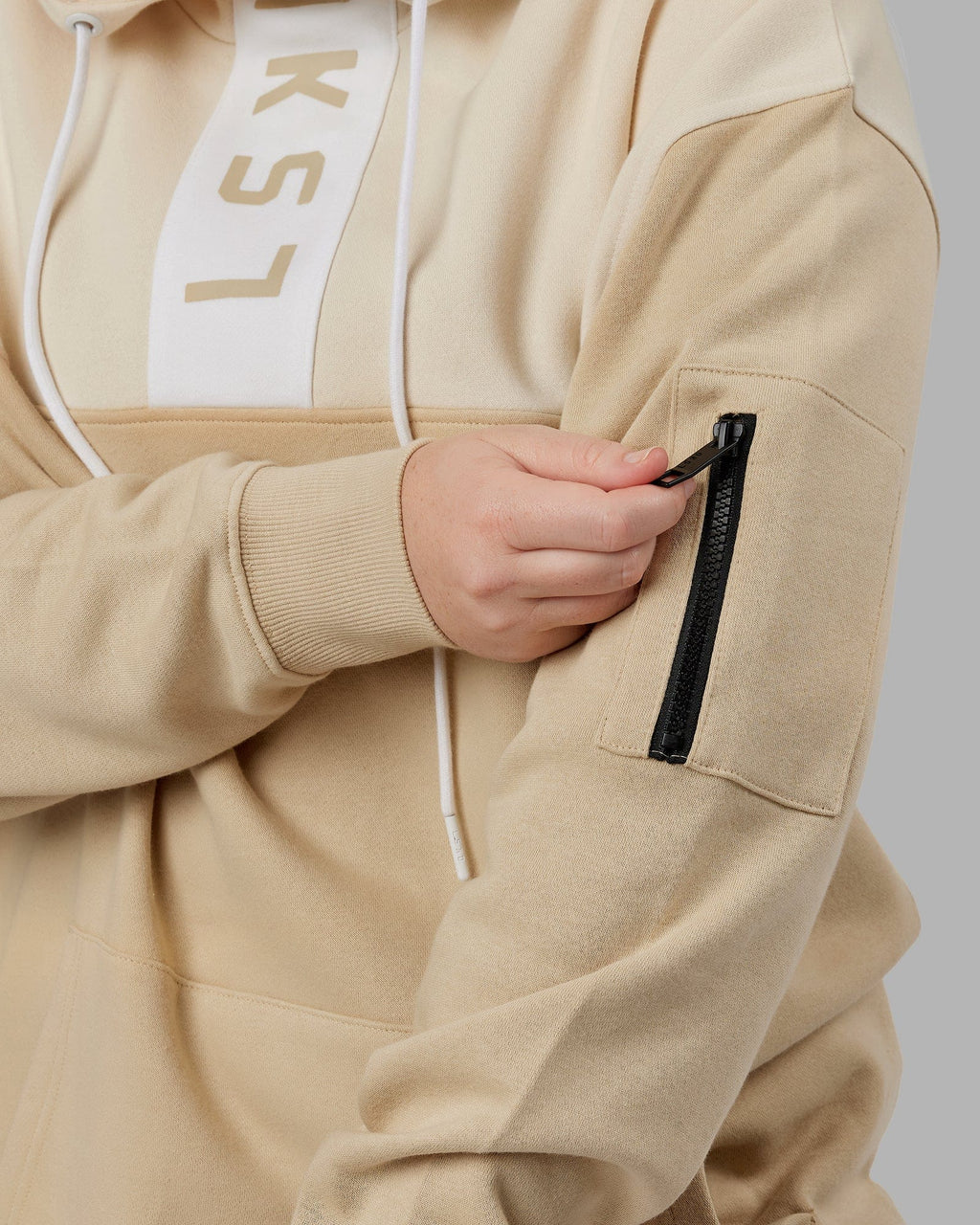 Model wearing Unisex Contrary Hoodie Oversize - Pale Khaki