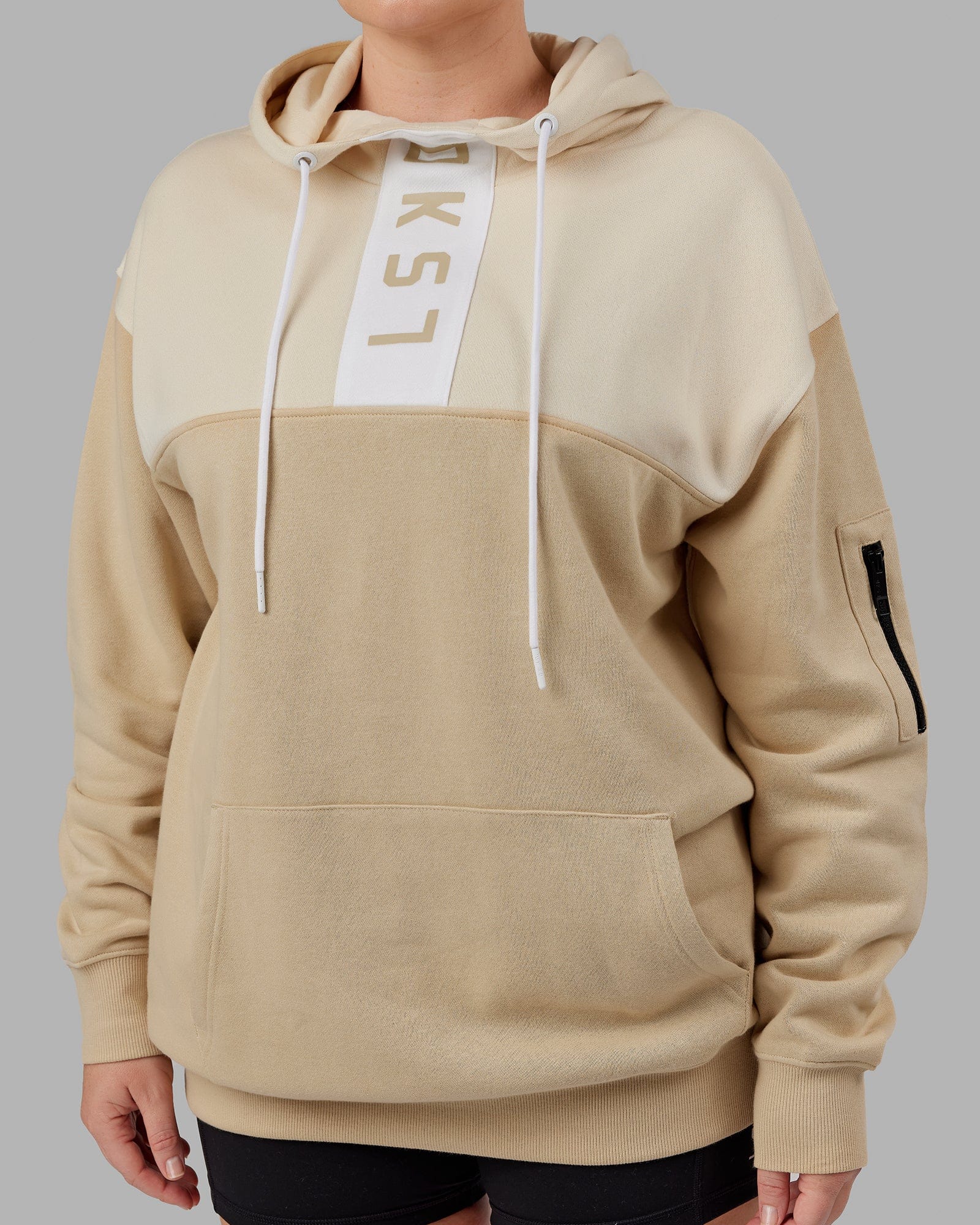 Model wearing Unisex Contrary Hoodie Oversize - Pale Khaki