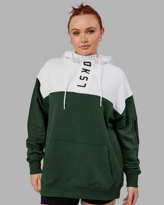 Model wearing Unisex Contrary Hoodie Oversize - Pineneedle-White