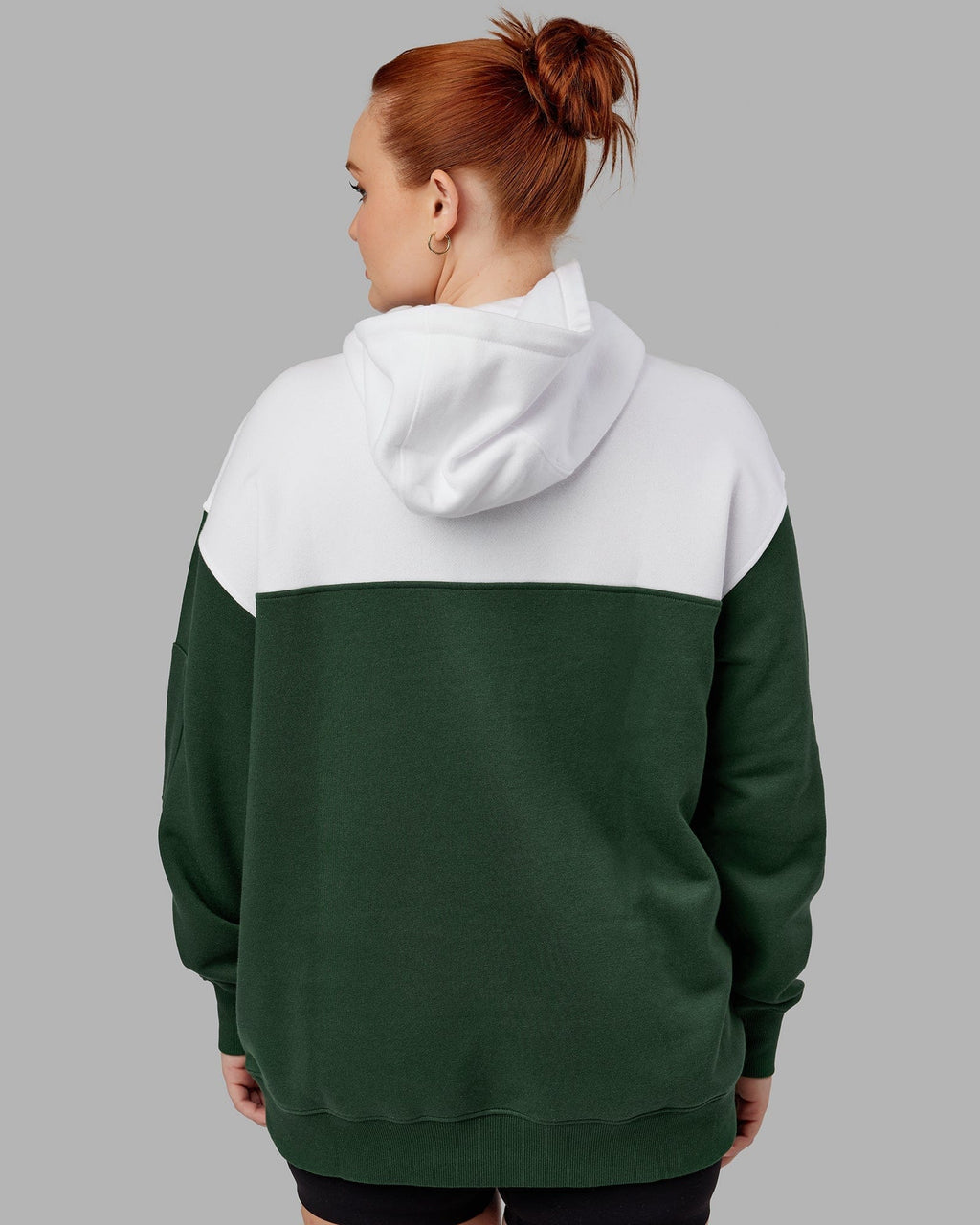 Model wearing Unisex Contrary Hoodie Oversize - Pineneedle-White