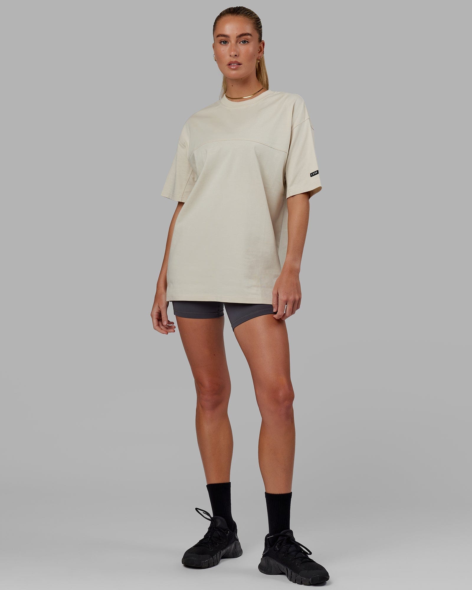 Model wearing Unisex Lab Heavyweight Tee Oversize - Bone
