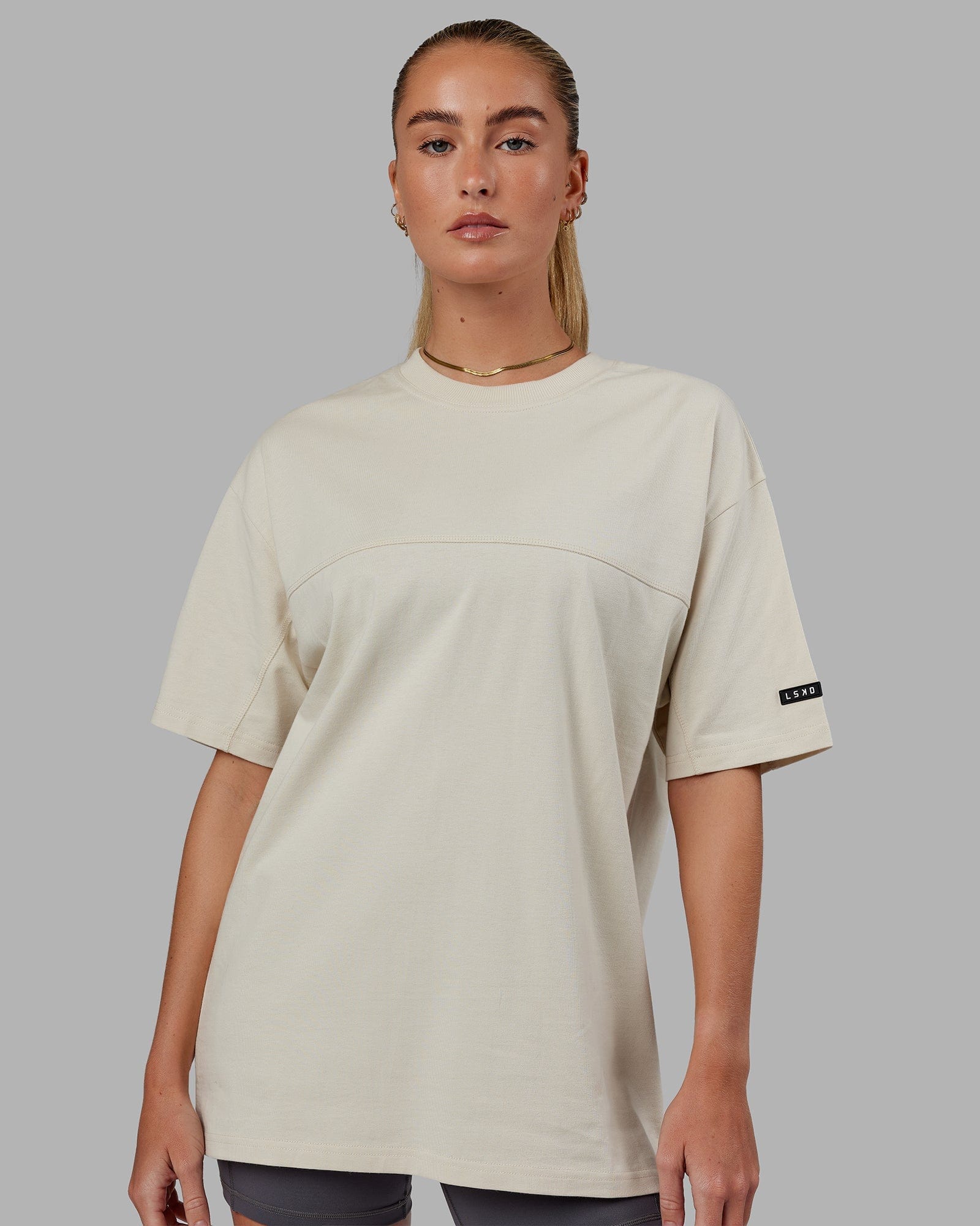 Model wearing Unisex Lab Heavyweight Tee Oversize - Bone