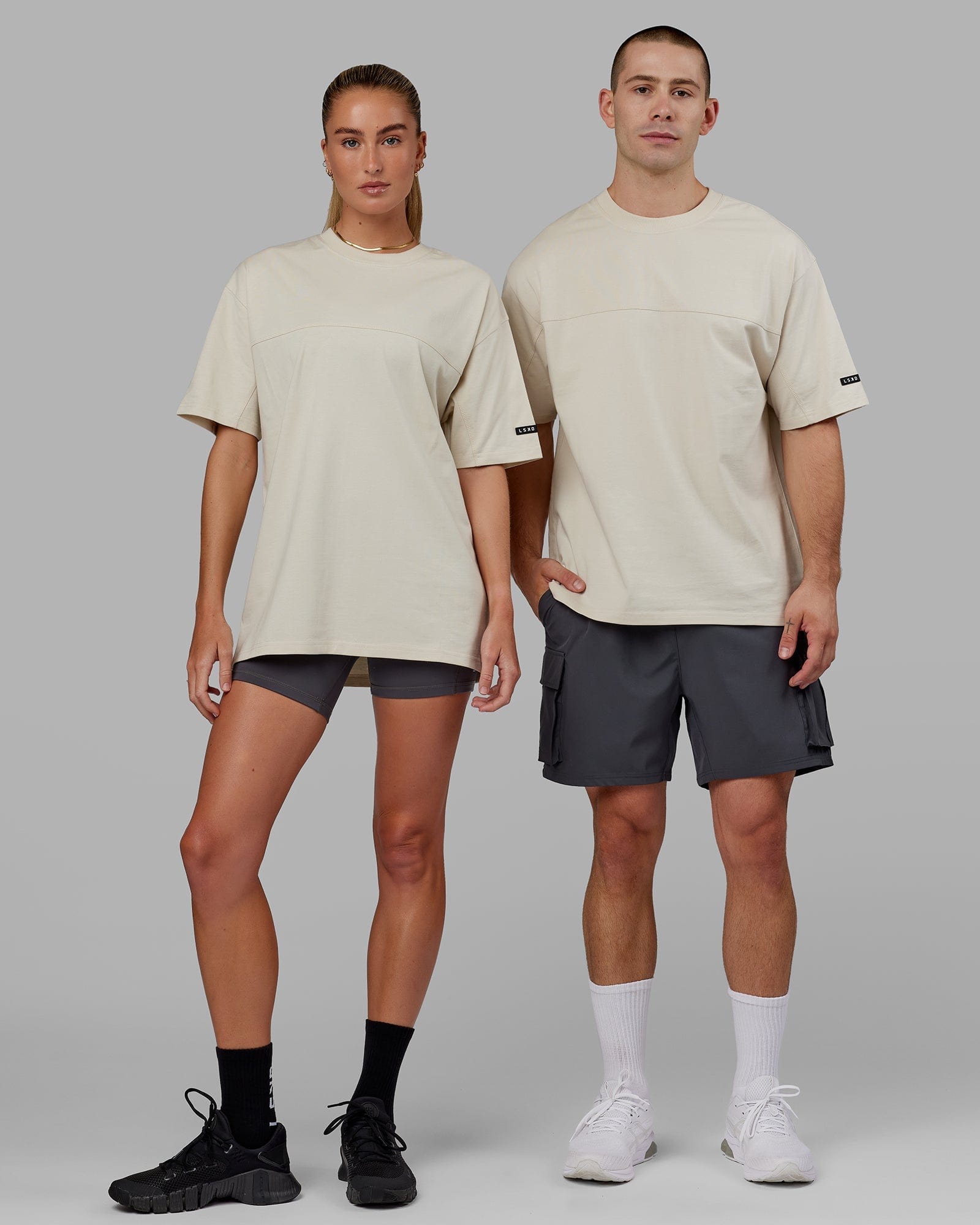 Model wearing Unisex Lab Heavyweight Tee Oversize - Bone