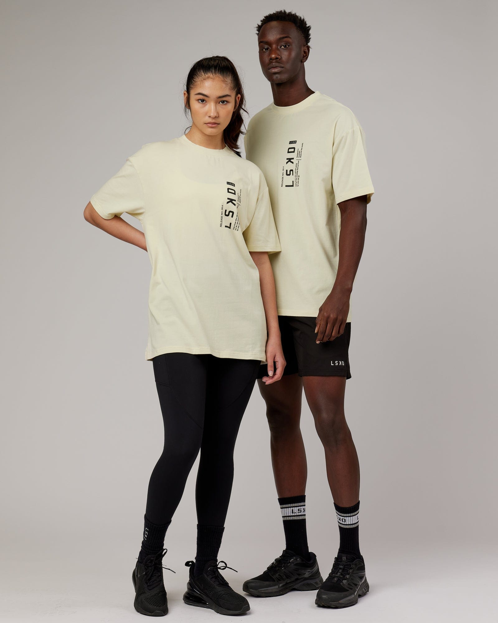 Model wearing Upright FLXCotton Tee Oversize - Almond Milk