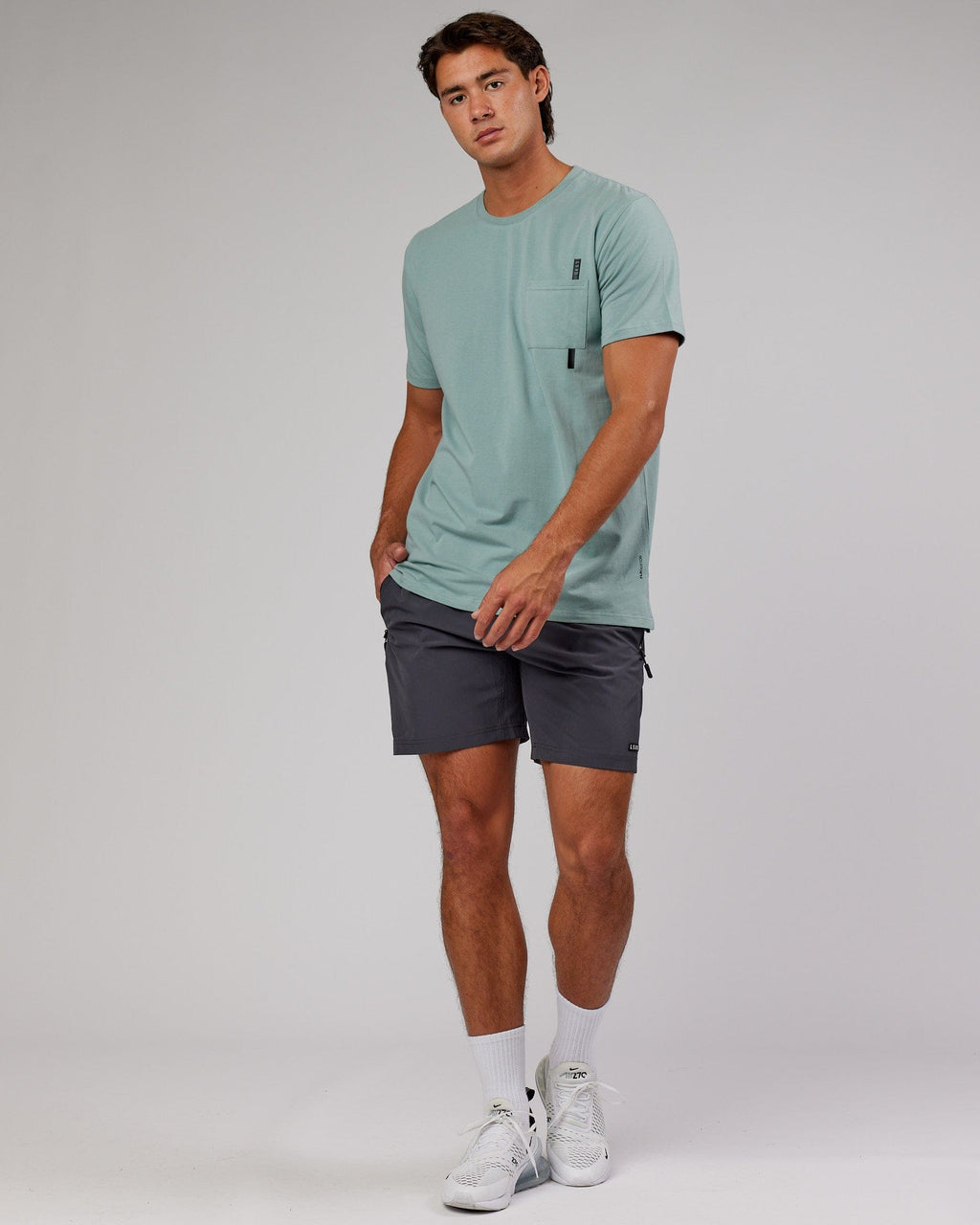 Model wearing Weld FLXCotton Pocket Tee - Frost