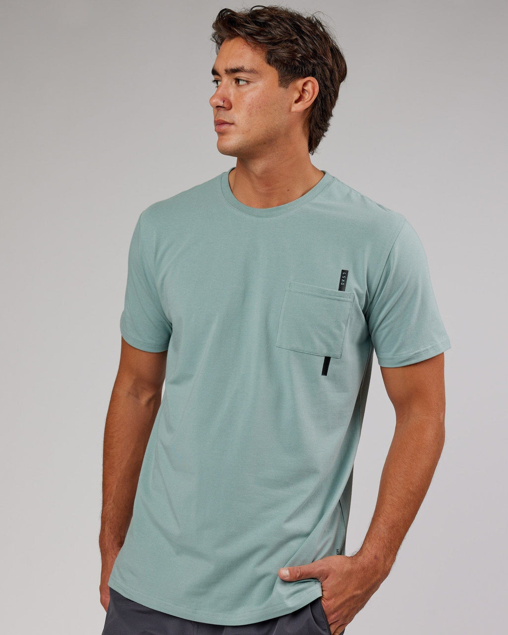 Model wearing Weld FLXCotton Pocket Tee - Frost