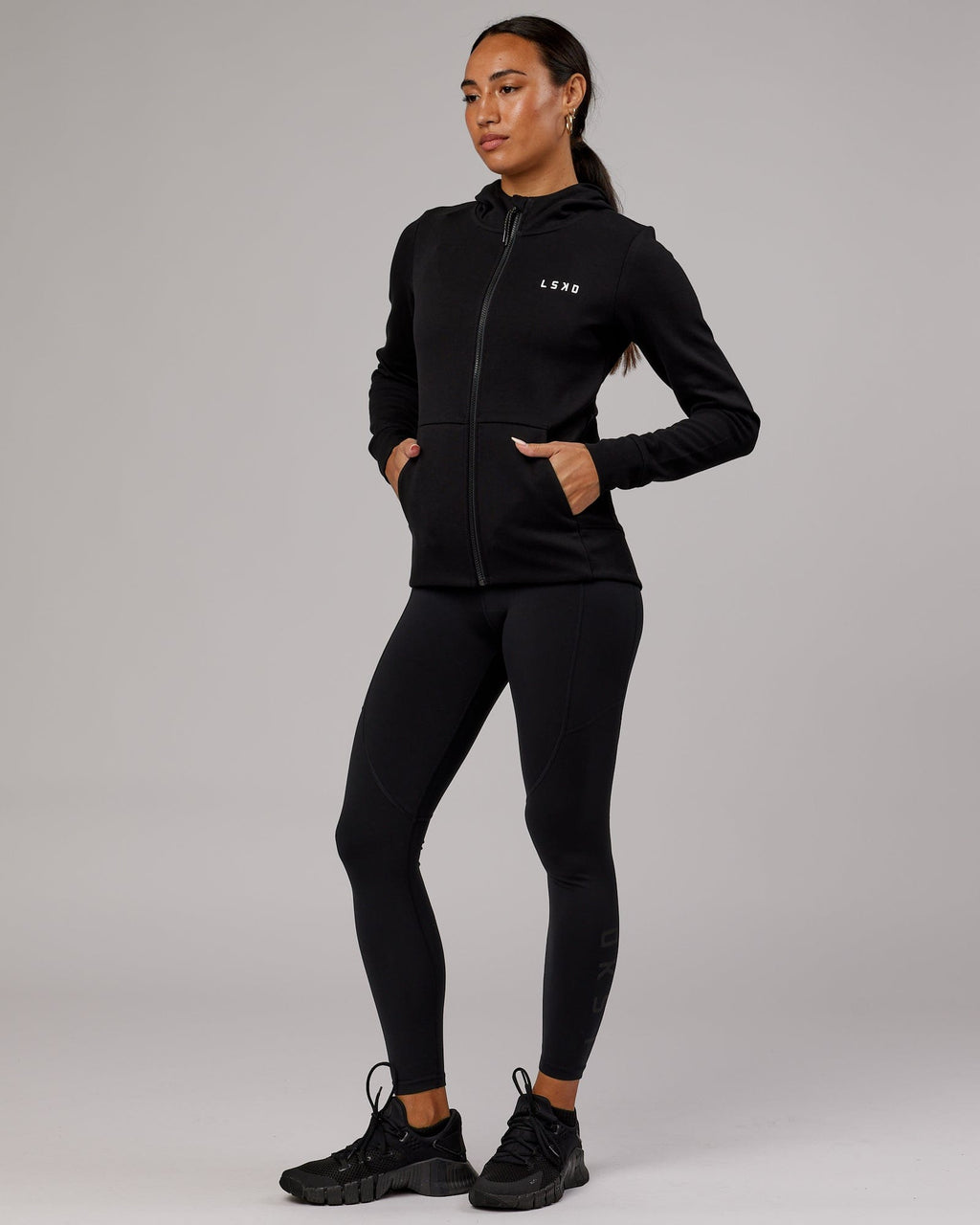 Model wearing Athlete ForgedFleece Zip Through Hoodie - Black