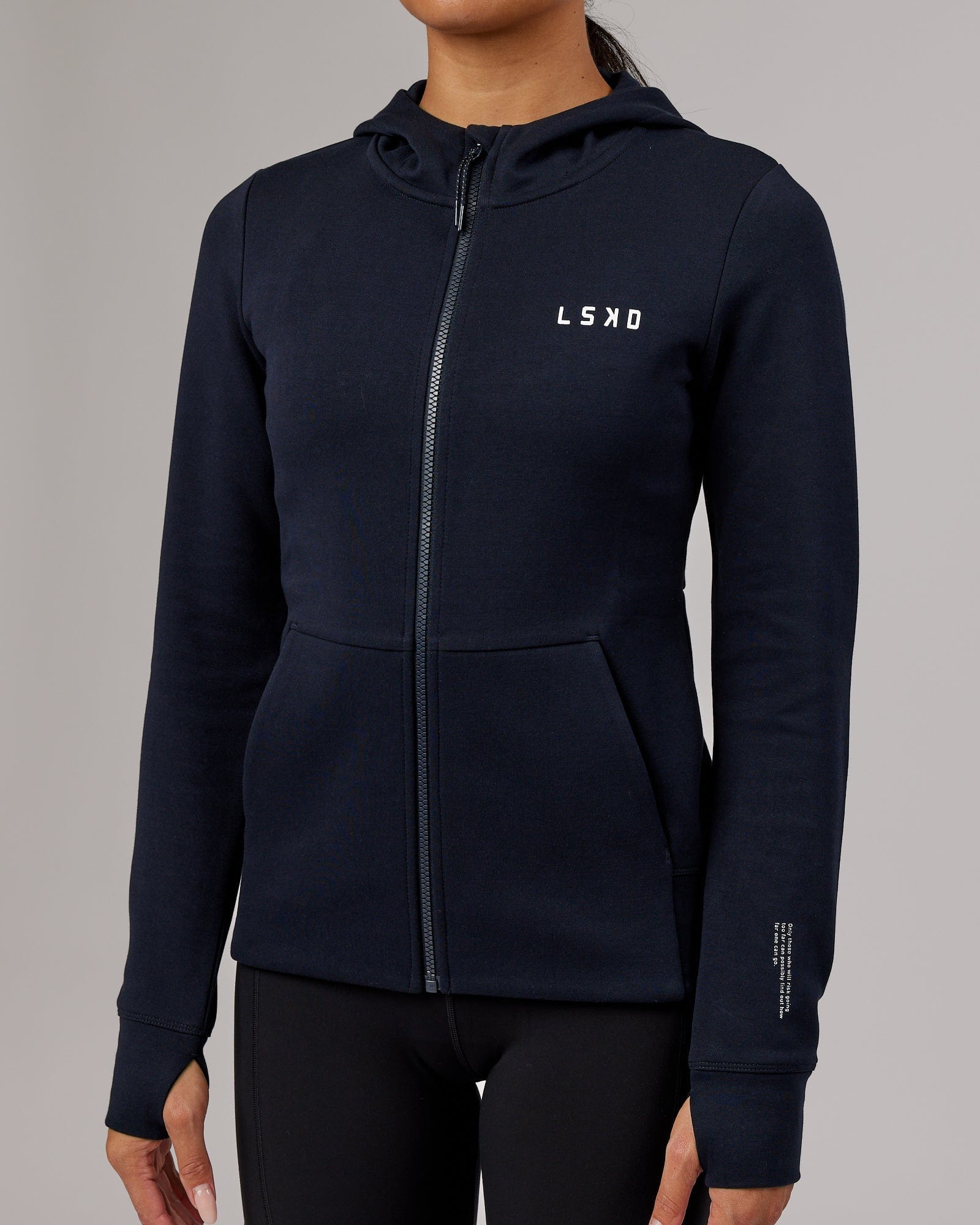 Model wearing Athlete ForgedFleece Zip Through Hoodie - Dark Navy