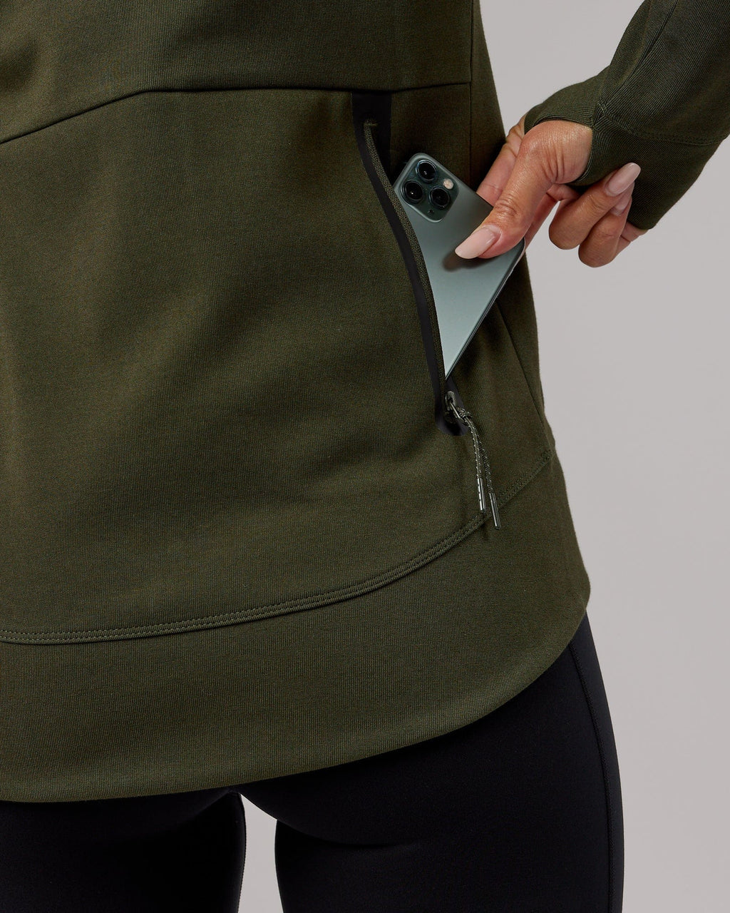 Model wearing Athlete ForgedFleece Zip Through Hoodie - Forest Night