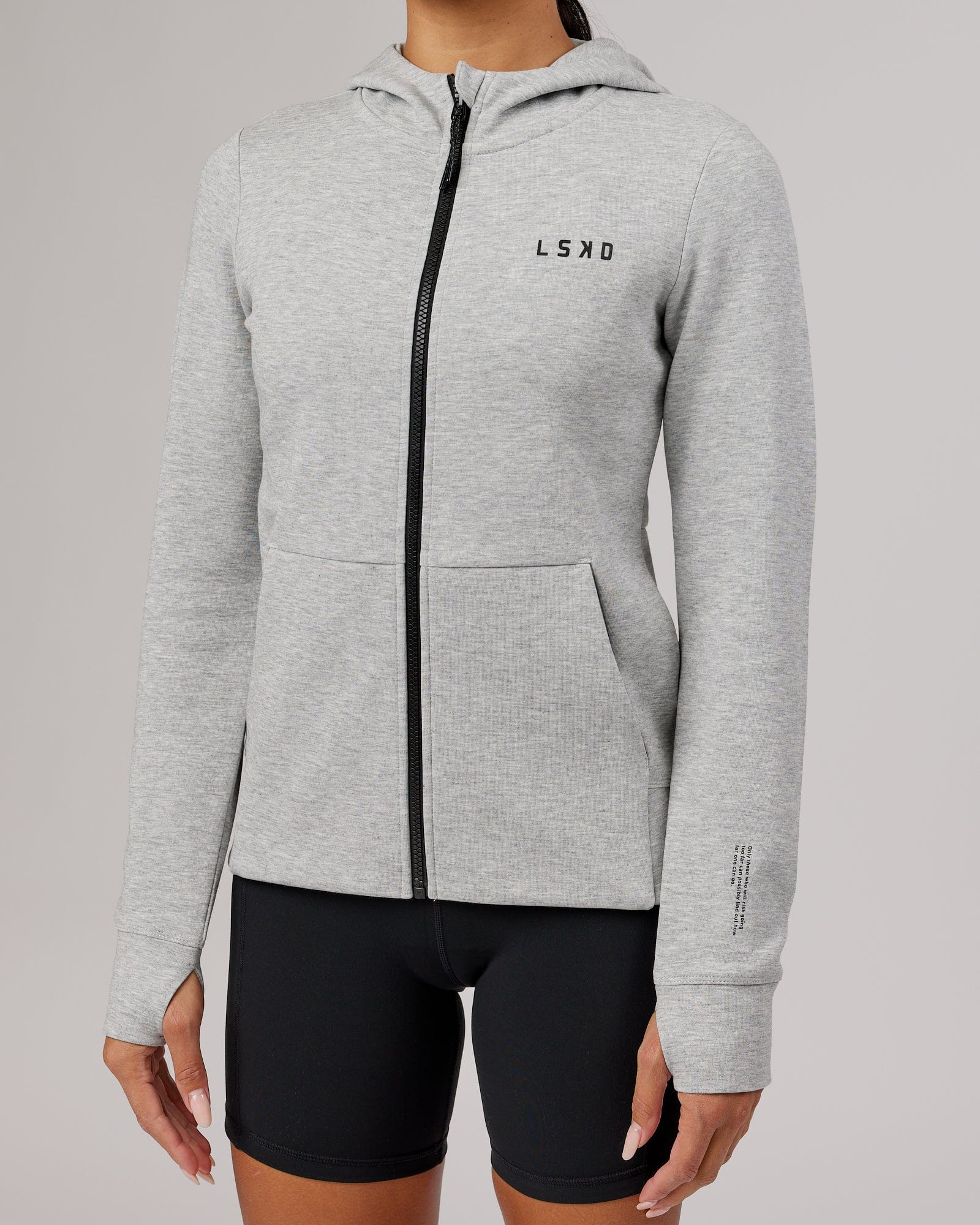 Model wearing Athlete ForgedFleece Zip Through Hoodie - Lt Grey Marl