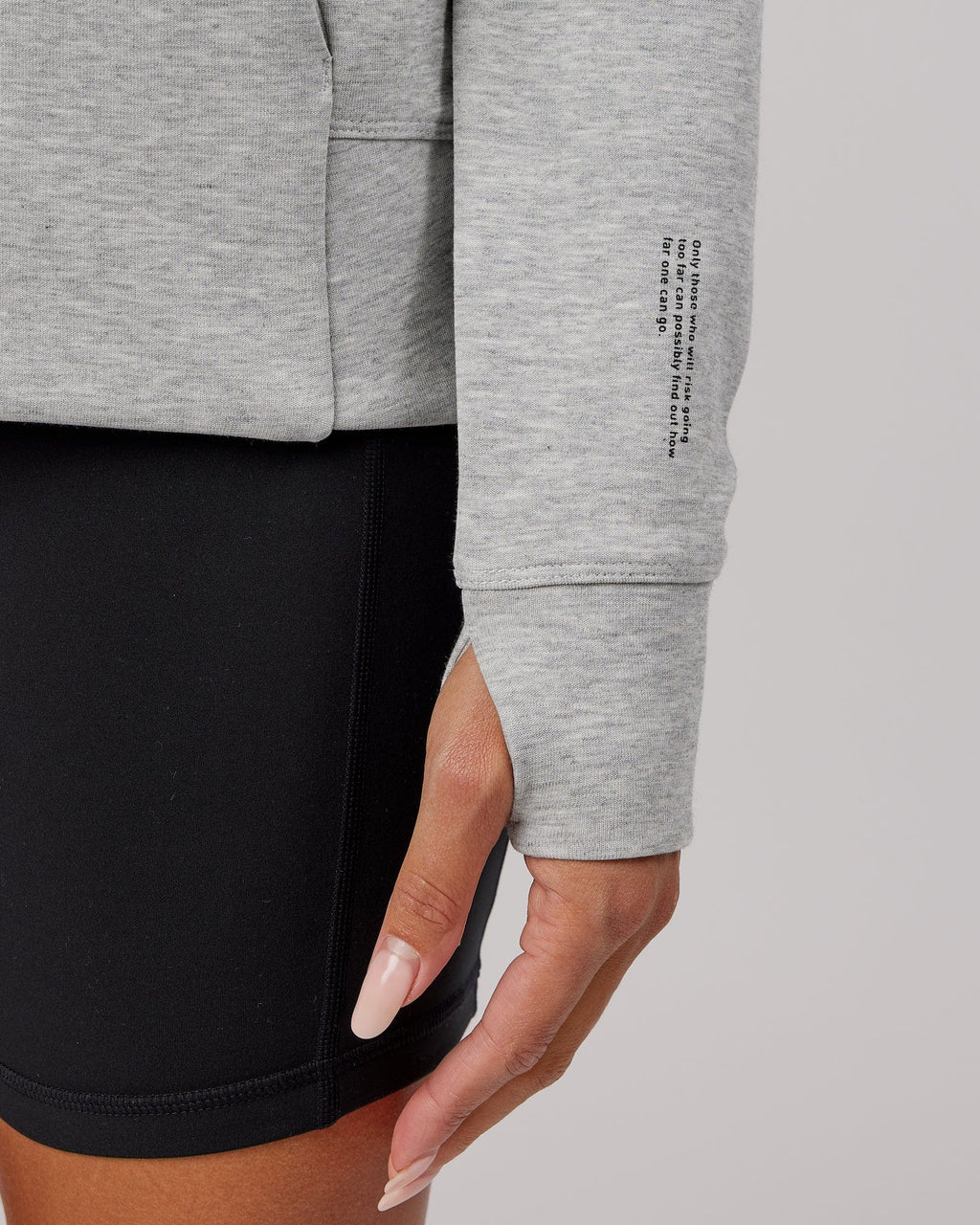 Model wearing Athlete ForgedFleece Zip Through Hoodie - Lt Grey Marl