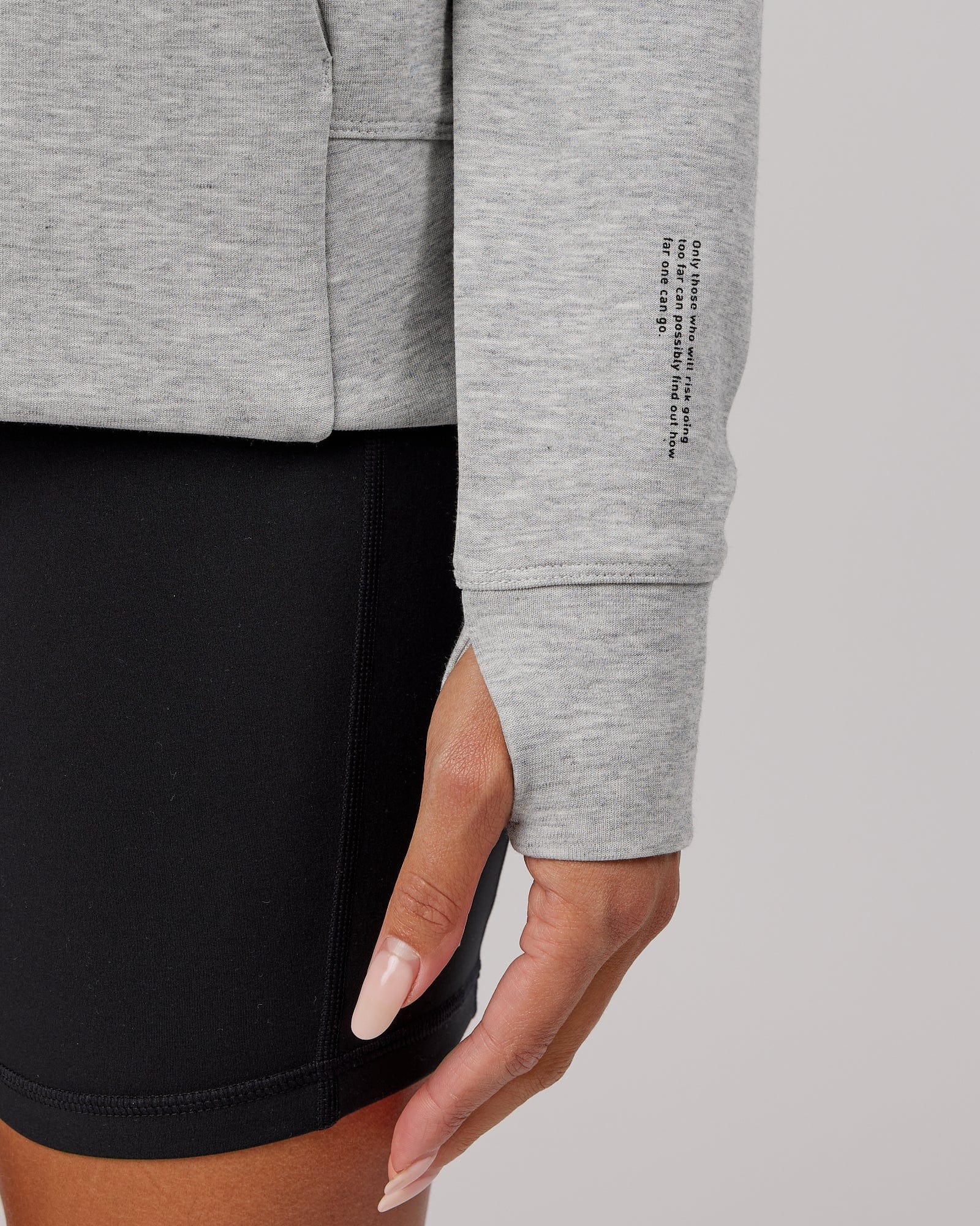 Model wearing Athlete ForgedFleece Zip Through Hoodie - Lt Grey Marl