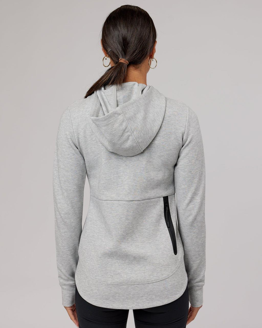 Model wearing Athlete ForgedFleece Zip Through Hoodie - Lt Grey Marl