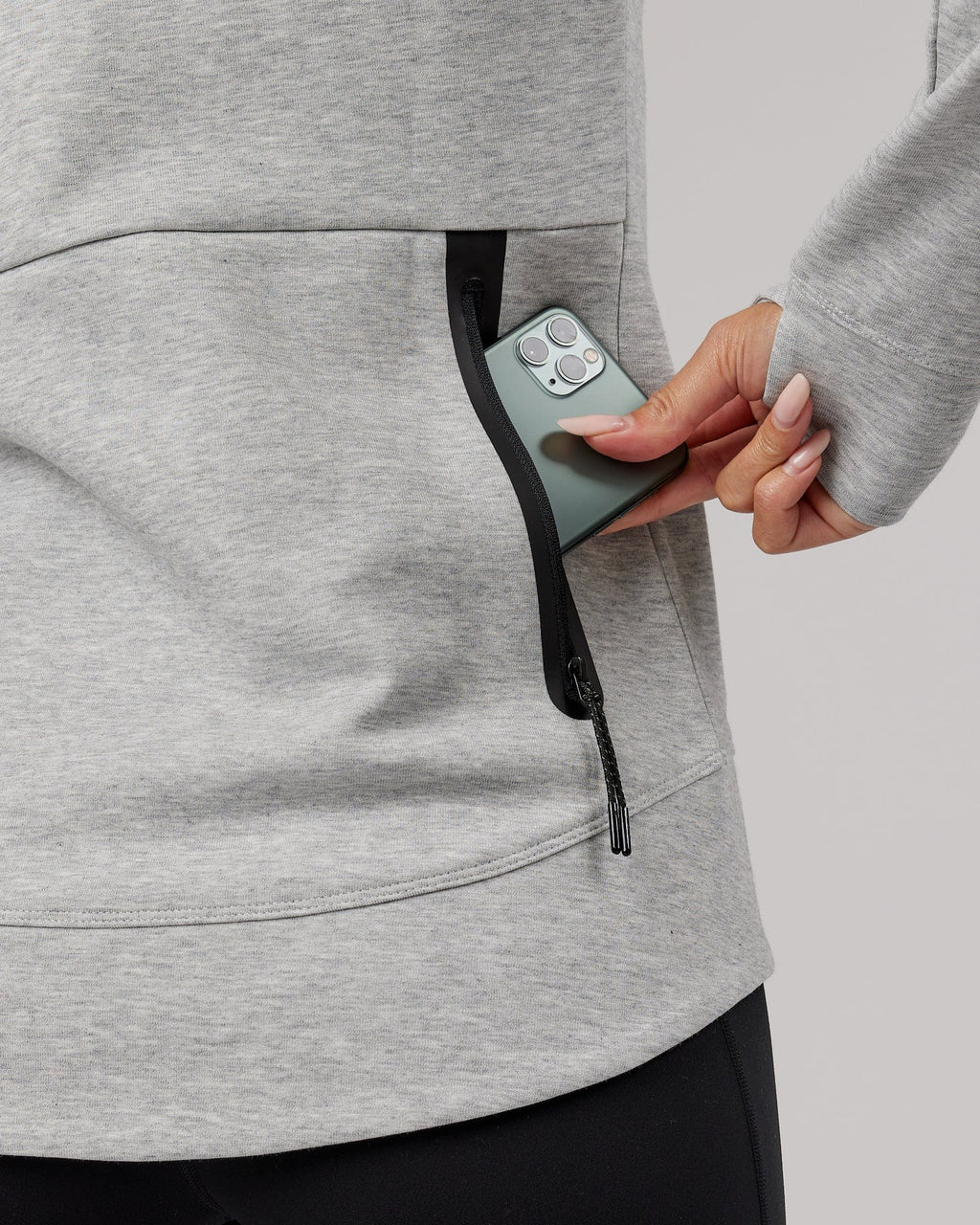 Model wearing Athlete ForgedFleece Zip Through Hoodie - Lt Grey Marl