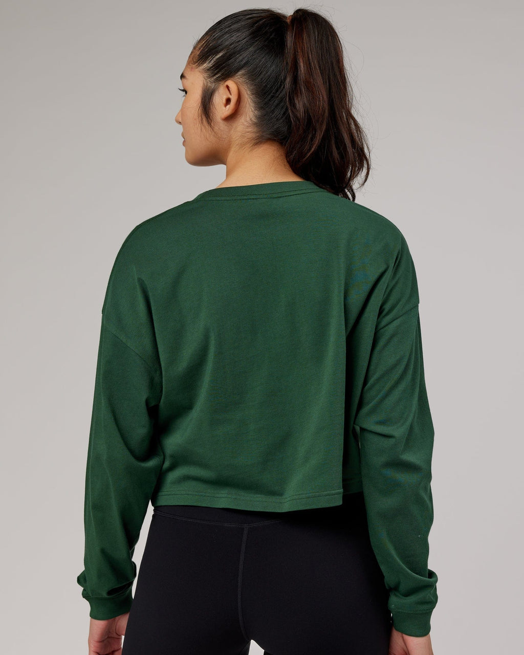 Model wearing Stacks Up LS Tee - Pineneedle