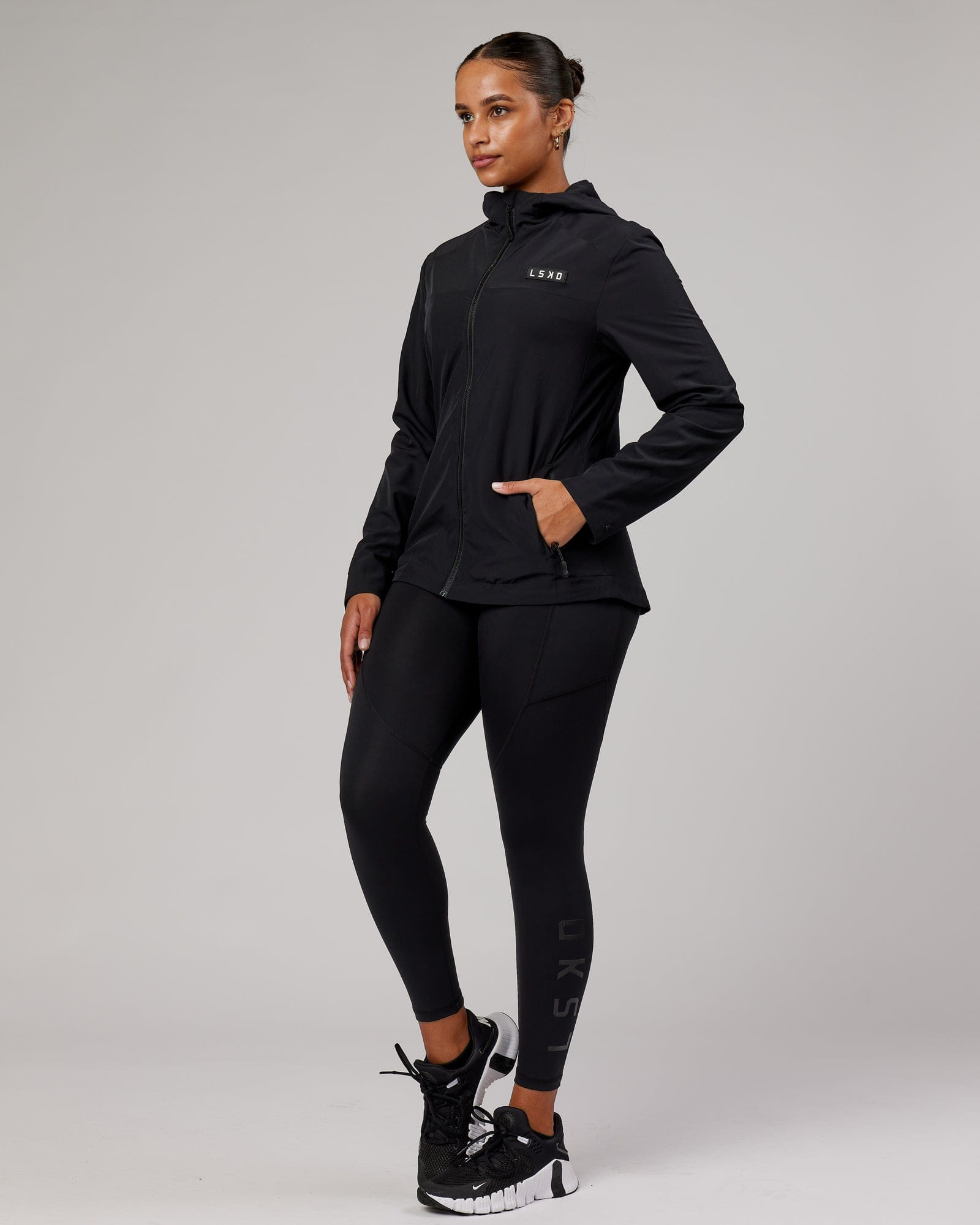 Model wearing Functional Training Jacket - Black