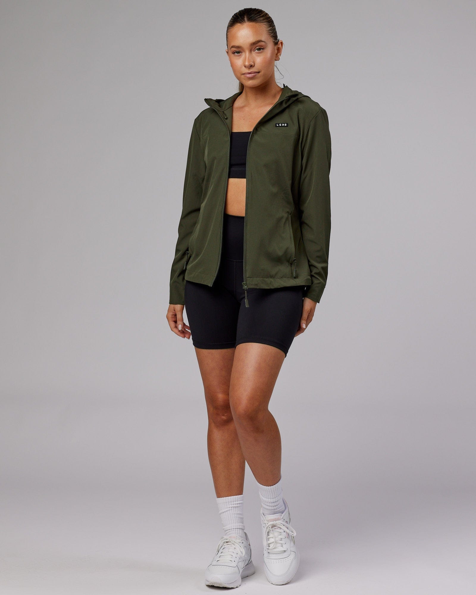 Model wearing Functional Training Jacket - Forest Night