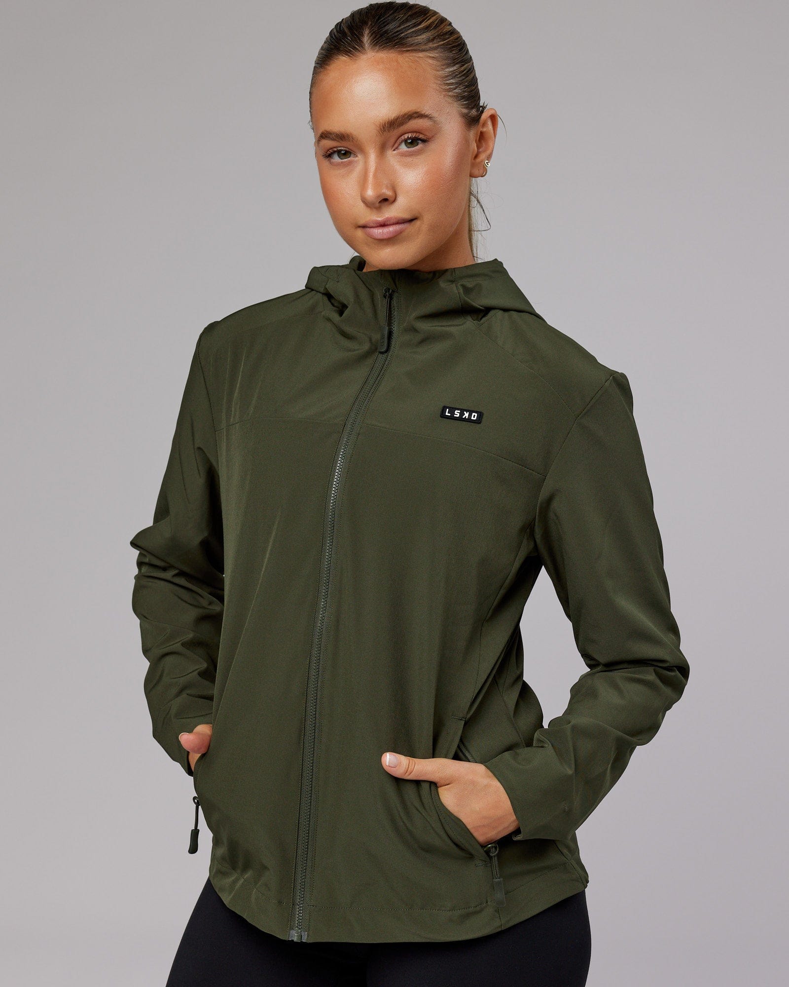 Model wearing Functional Training Jacket - Forest Night