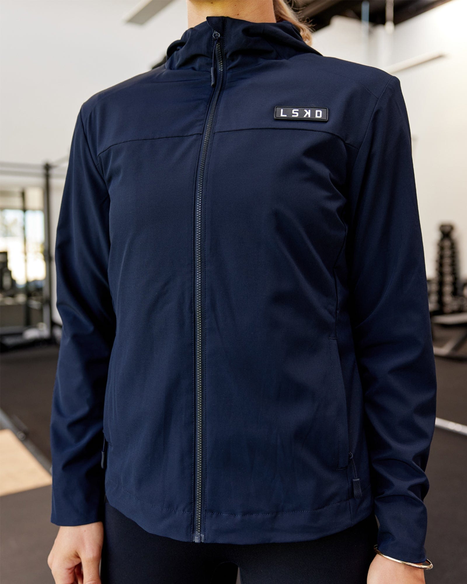 Model wearing Functional Training Jacket - Navy