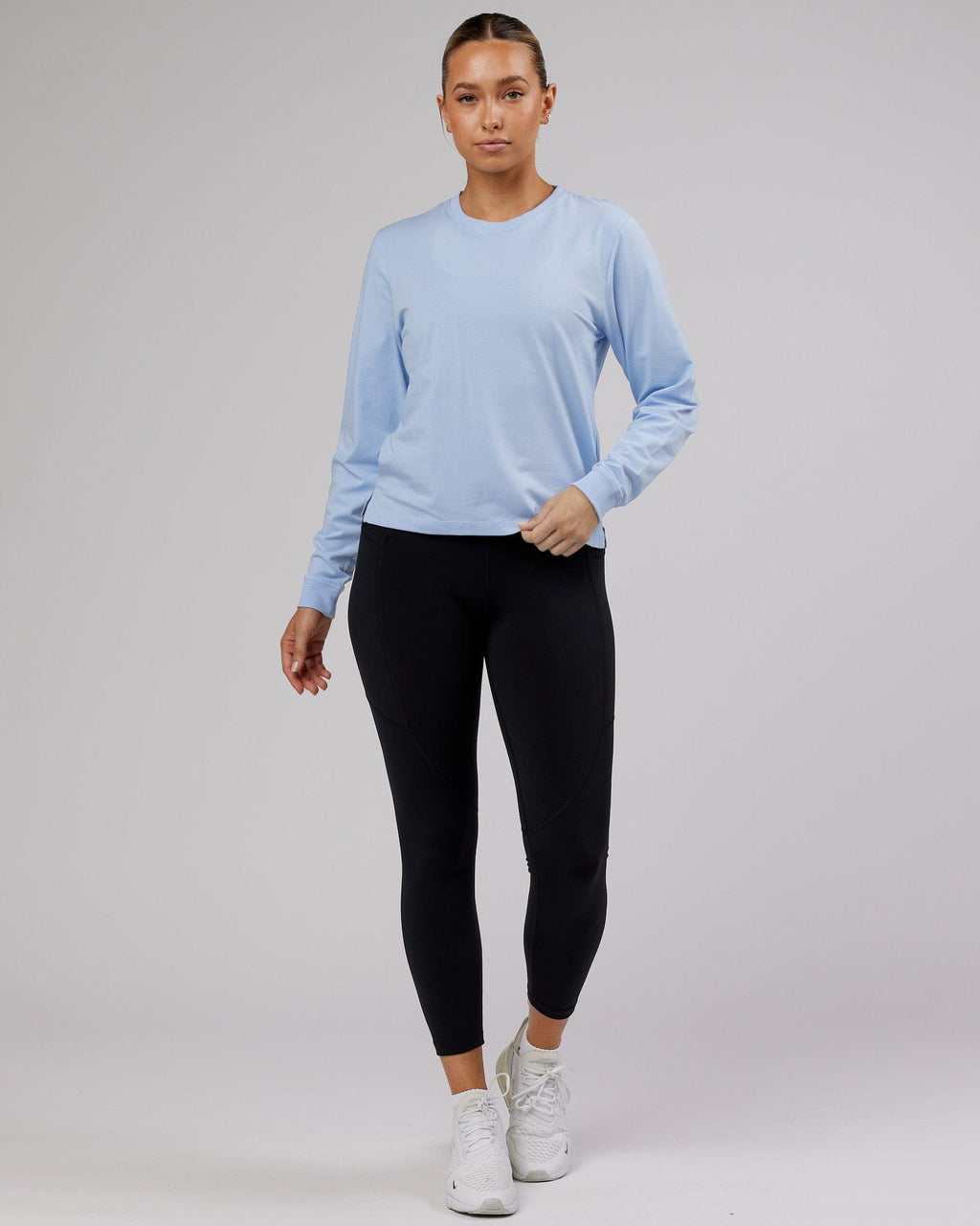 Model wearing Deluxe PimaFLX LS Tee - Windsurfer