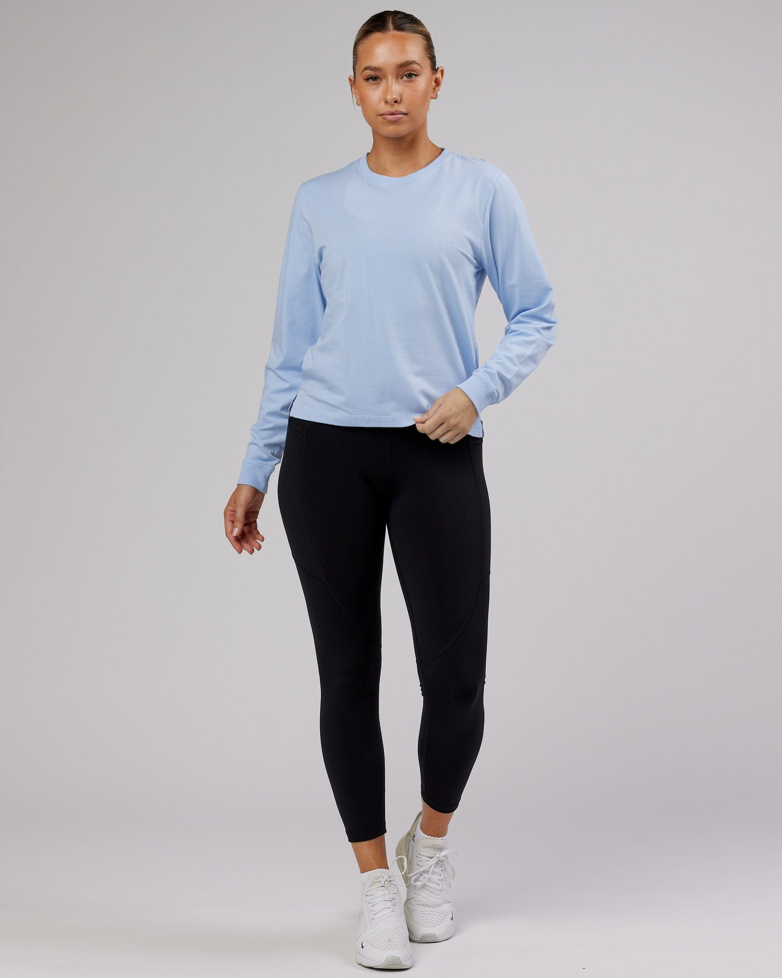 Model wearing Deluxe PimaFLX LS Tee - Windsurfer