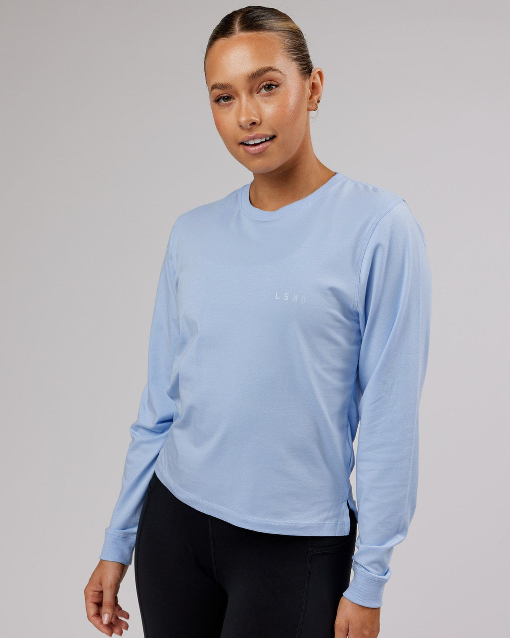 Model wearing Deluxe PimaFLX LS Tee - Windsurfer