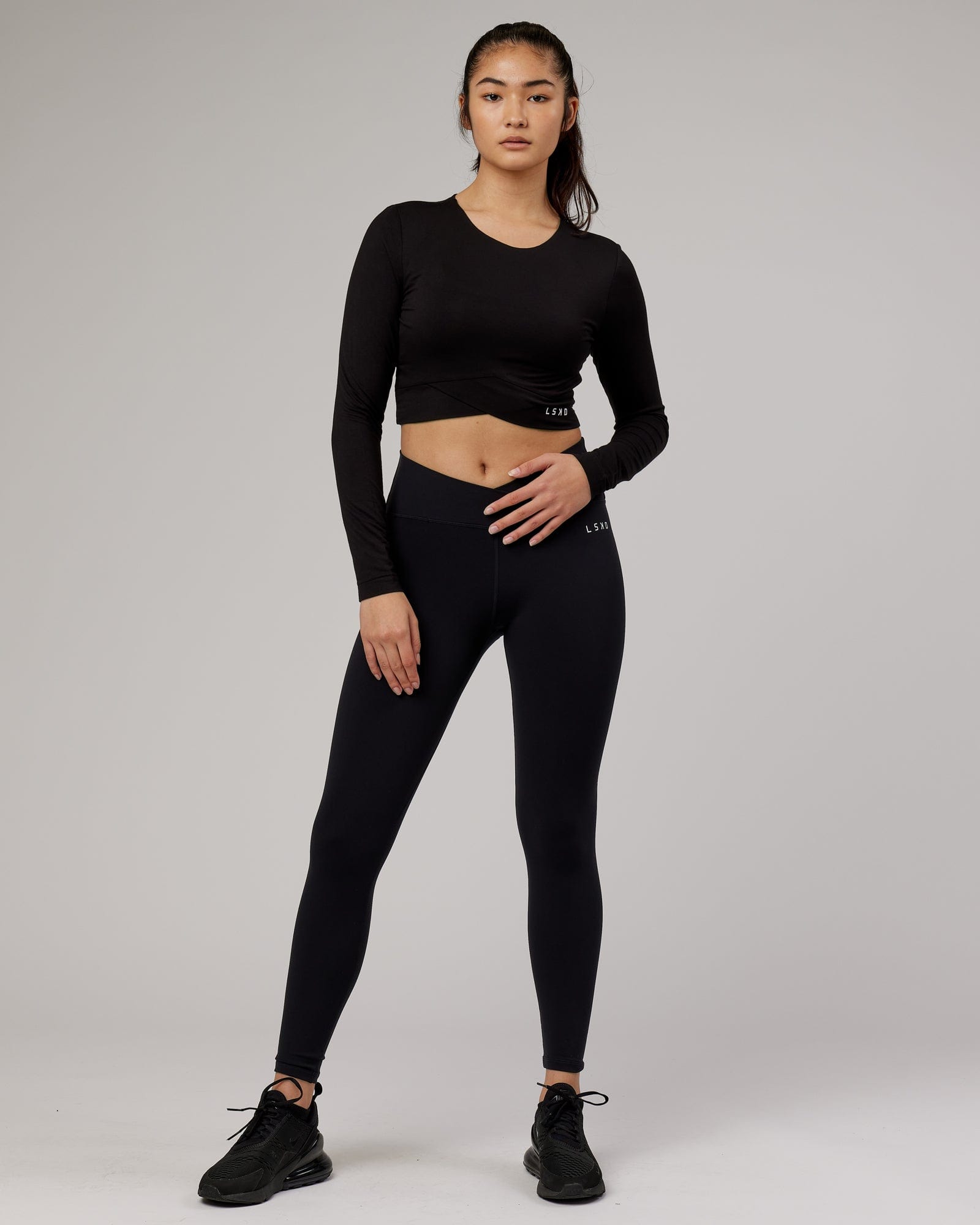 Model wearing Wrapped LS Tee - Black