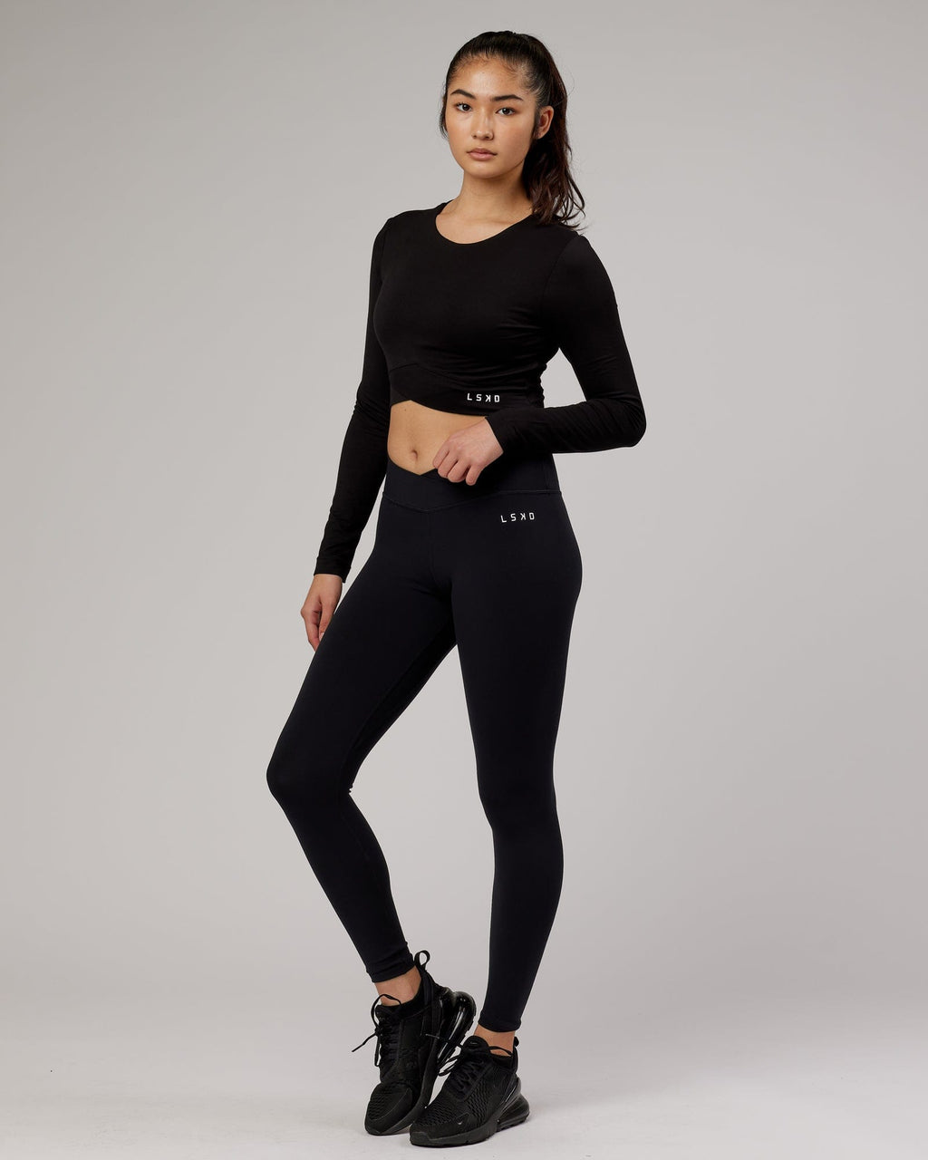 Model wearing Wrapped LS Tee - Black