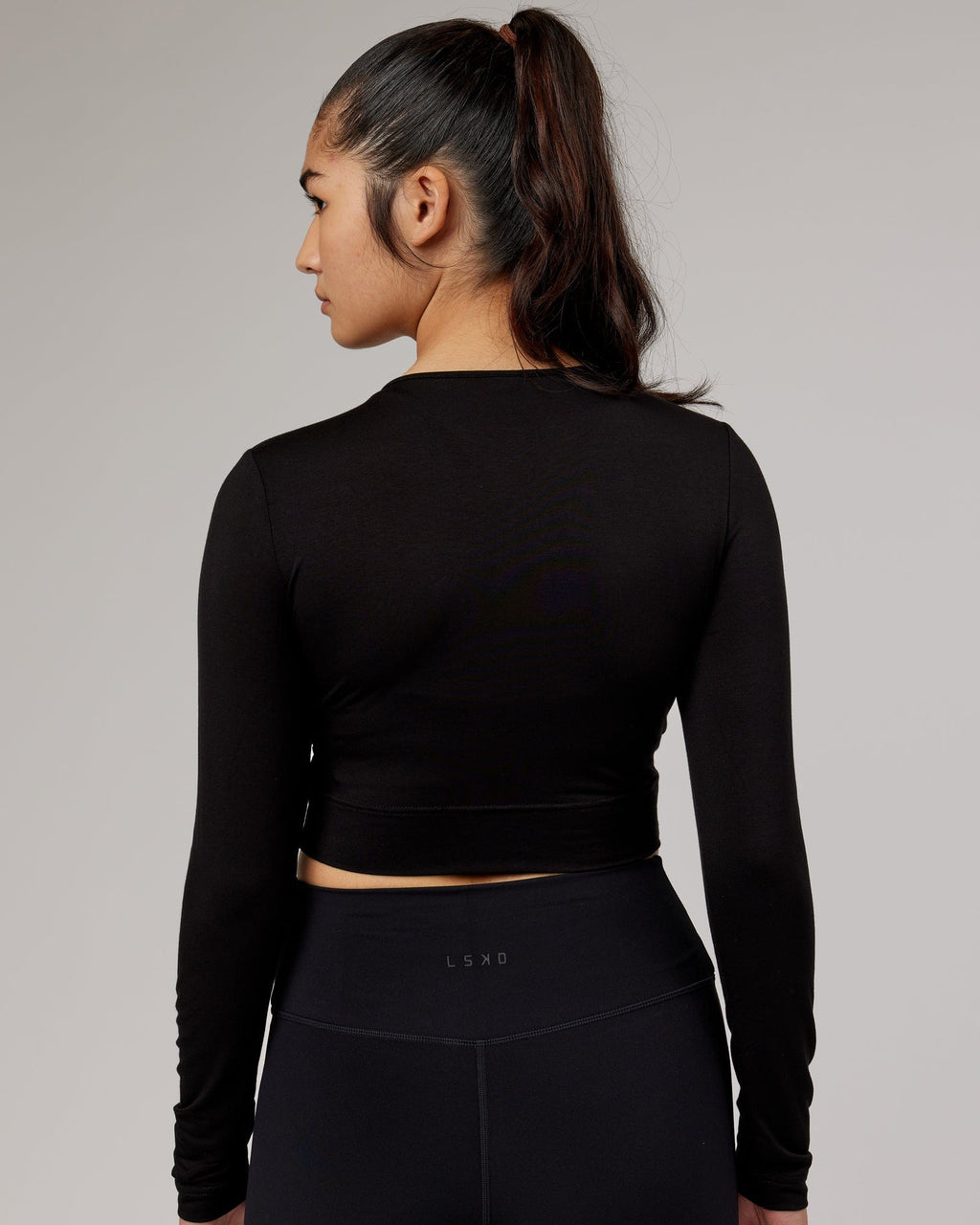 Model wearing Wrapped LS Tee - Black